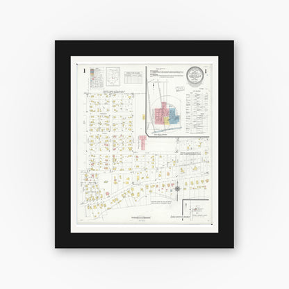 Old map wall art mockup — black gallery frame with white mat — Sanborn Fire Insurance Map from Ashville, Pickaway County, Ohio (1940) - Complete Map Set
