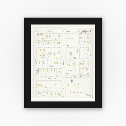 Old map wall art mockup — black gallery frame with white mat — Sanborn Fire Insurance Map from Jackson, Jackson County, Minnesota (1907), Sheet #0005