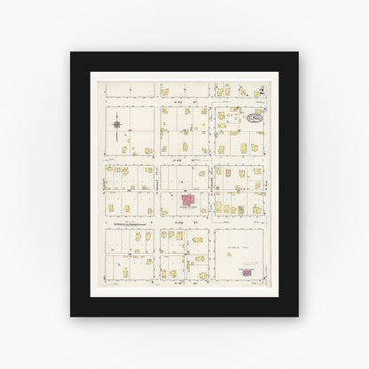 Old map wall art mockup — black gallery frame with white mat — Sanborn Fire Insurance Map from El Paso, Woodford County, Illinois (1922), Sheet #0002