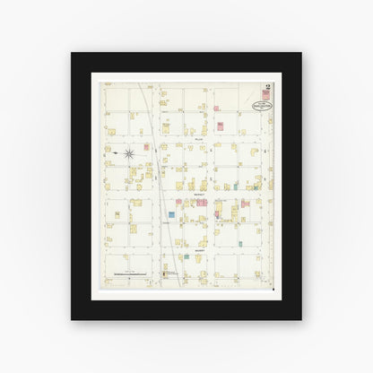 Old map wall art mockup — black gallery frame with white mat — Sanborn Fire Insurance Map from Darlington, Beaver County, Pennsylvania (1906), Sheet #0002