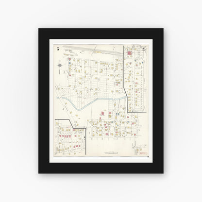 Old map wall art mockup — black gallery frame with white mat — Sanborn Fire Insurance Map from Union, Franklin County, Missouri (1935), Sheet #0005