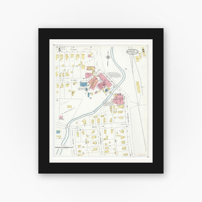 Old map wall art mockup — black gallery frame with white mat — Sanborn Fire Insurance Map from Northville, Wayne County, Michigan (1926), Sheet #0005
