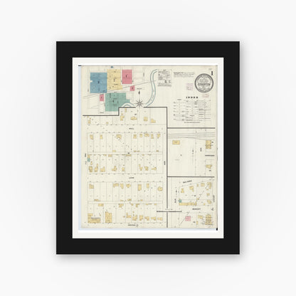 Old map wall art mockup — black gallery frame with white mat — Sanborn Fire Insurance Map from Edgerton, Williams County, Ohio (1908) - Complete Map Set