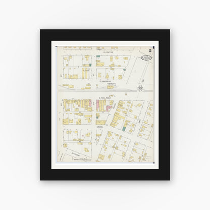 Old map wall art mockup — black gallery frame with white mat — Sanborn Fire Insurance Map from Altamont, Effingham County, Illinois (1893), Sheet #0002