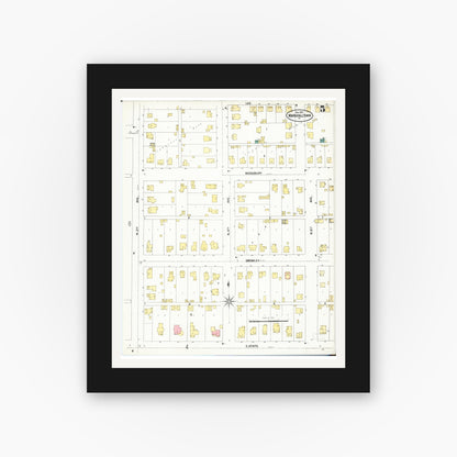 Old map wall art mockup — black gallery frame with white mat — Sanborn Fire Insurance Map from Marshalltown, Marshall County, Iowa (1901), Sheet #0005