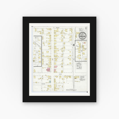 Old map wall art mockup — black gallery frame with white mat — Sanborn Fire Insurance Map from Cumberland, Guernsey County, Ohio (1911) - Complete Map Set