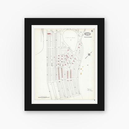 Old map wall art mockup — black gallery frame with white mat — Sanborn Fire Insurance Map from Midland, Beaver County, Pennsylvania (1917), Sheet #0006