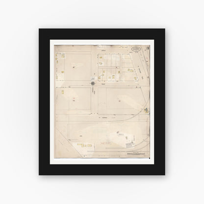 Old map wall art mockup — black gallery frame with white mat — Sanborn Fire Insurance Map from Calexico, Imperial County, California (1949), Sheet #0003