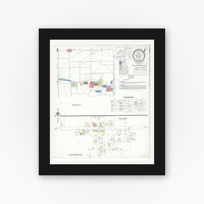 Old map wall art mockup — black gallery frame with white mat — Sanborn Fire Insurance Map from Greece, Monroe County, New York (1942), Sheet #0001