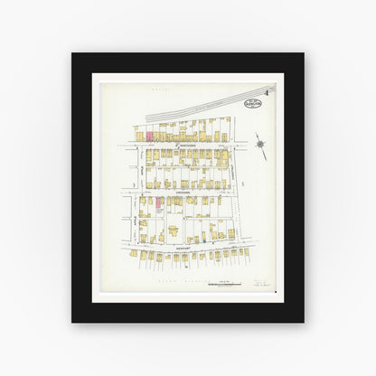 Old map wall art mockup — black gallery frame with white mat — Sanborn Fire Insurance Map from Glen Lyon, Luzerne County, Pennsylvania (1921), Sheet #0004