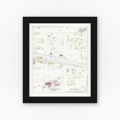 Old map wall art mockup — black gallery frame with white mat — Sanborn Fire Insurance Map from La Salle, La Salle County, Illinois (1911), Sheet #0002