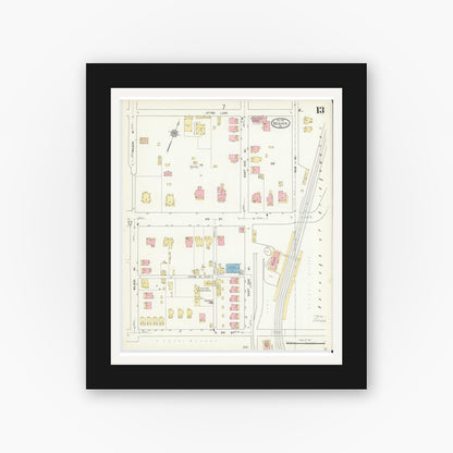 Old map wall art mockup — black gallery frame with white mat — Sanborn Fire Insurance Map from Beaver, Beaver County, Pennsylvania (1912), Sheet #0013