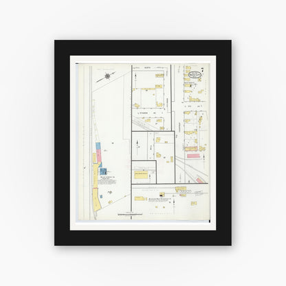 Old map wall art mockup — black gallery frame with white mat — Sanborn Fire Insurance Map from Reed City, Osceola County, Michigan (1917), Sheet #0007