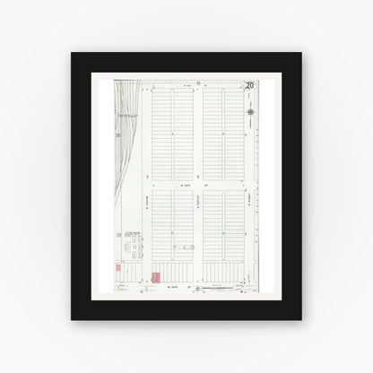 Old map wall art mockup — black gallery frame with white mat — Sanborn Fire Insurance Map from Chicago, Cook County, Illinois (1920), Sheet #0020