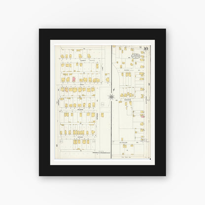 Old map wall art mockup — black gallery frame with white mat — Sanborn Fire Insurance Map from Latrobe, Westmoreland County, Pennsylvania (1903), Sheet #0010