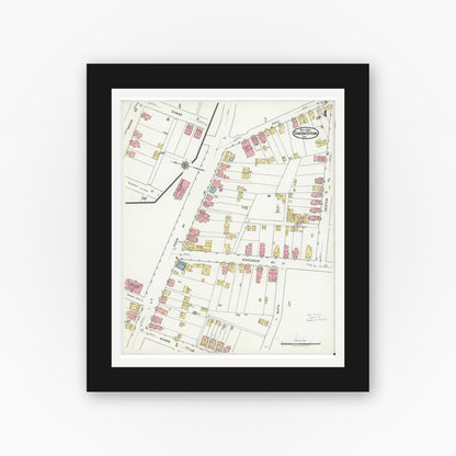 Old map wall art mockup — black gallery frame with white mat — Sanborn Fire Insurance Map from Sinking Spring, Berks County, Pennsylvania (1920), Sheet #0004