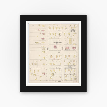 Old map wall art mockup — black gallery frame with white mat — Sanborn Fire Insurance Map from Davison, Genesee County, Michigan (1921), Sheet #0002