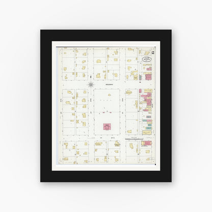 Old map wall art mockup — black gallery frame with white mat — Sanborn Fire Insurance Map from Alexis, Warren County, Illinois (1907), Sheet #0002