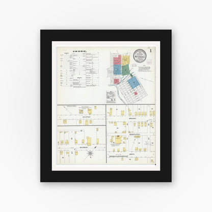 Old map wall art mockup — black gallery frame with white mat — Sanborn Fire Insurance Map from Meyersdale, Somerset County, Pennsylvania (1904) - Complete Map Set