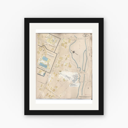 Old map wall art mockup — black gallery frame with white mat — Sanborn Fire Insurance Map from Hilo, Hawaii County, Hawaii (1957), Sheet #0005