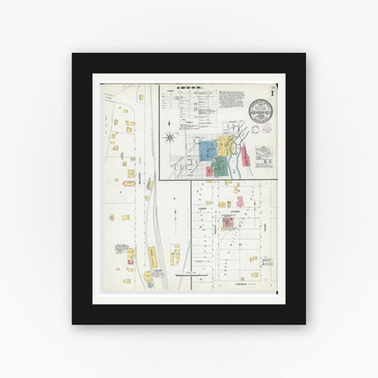 Old map wall art mockup — black gallery frame with white mat — Sanborn Fire Insurance Map from Black River Falls, Jackson County, Wisconsin (1902) - Complete Map Set