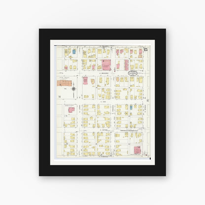 Old map wall art mockup — black gallery frame with white mat — Sanborn Fire Insurance Map from Alliance, Stark County, Ohio (1911), Sheet #0015