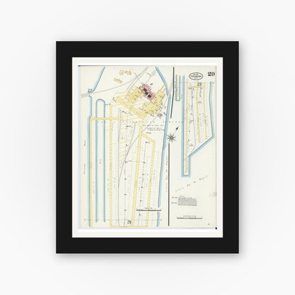 Old map wall art mockup — black gallery frame with white mat — Sanborn Fire Insurance Map from Escanaba, Delta County, Michigan (1906), Sheet #0029