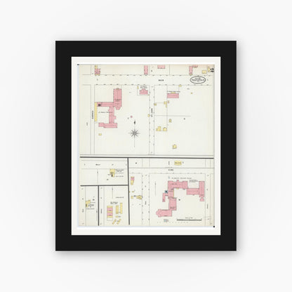 Old map wall art mockup — black gallery frame with white mat — Sanborn Fire Insurance Map from Teutopolis, Effingham County, Illinois (1898), Sheet #0002
