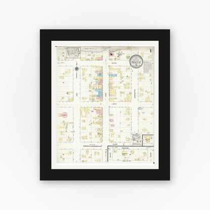 Old map wall art mockup — black gallery frame with white mat — Sanborn Fire Insurance Map from Fayette, Fayette County, Iowa (1913) â€” Complete Set