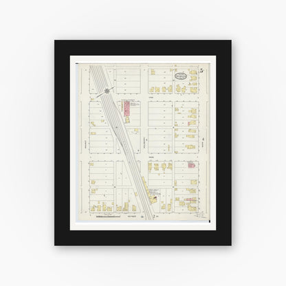 Old map wall art mockup — black gallery frame with white mat — Sanborn Fire Insurance Map from Deshler, Henry County, Ohio (1915), Sheet #0005