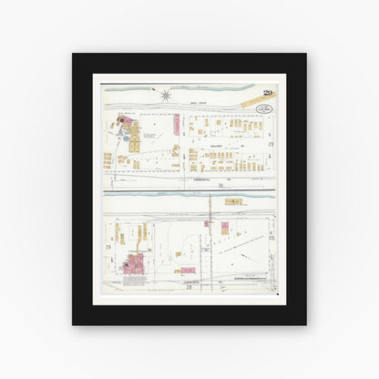 Old map wall art mockup — black gallery frame with white mat — Sanborn Fire Insurance Map from Cairo, Alexander County, Illinois (1907), Sheet #0029