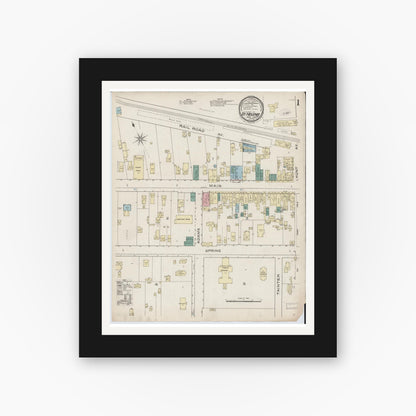 Old map wall art mockup — black gallery frame with white mat — Sanborn Fire Insurance Map from Saint Helena, Napa County, California (1886) - Complete Map Set