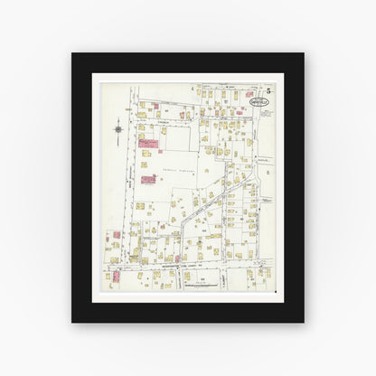 Old map wall art mockup — black gallery frame with white mat — Sanborn Fire Insurance Map from Sayreville, Middlesex County, New Jersey (1920), Sheet #0005