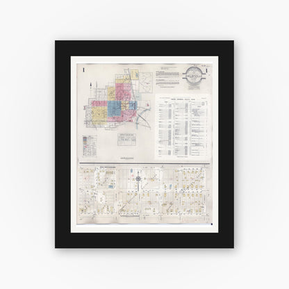 Old map wall art mockup — black gallery frame with white mat — Sanborn Fire Insurance Map from Shelbyville, Shelby County, Illinois (1941) - Complete Map Set