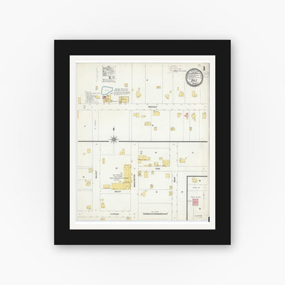 Old map wall art mockup — black gallery frame with white mat — Sanborn Fire Insurance Map from Dale, Spencer County, Indiana (1899) - Complete Map Set