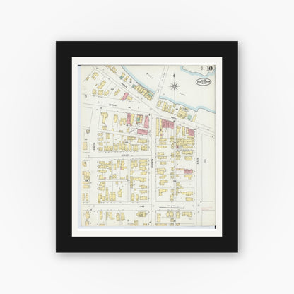 Old map wall art mockup — black gallery frame with white mat — Sanborn Fire Insurance Map from Port Huron, Saint Clair County, Michigan (1898), Sheet #0010