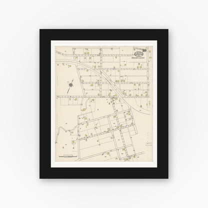 Old map wall art mockup — black gallery frame with white mat — Sanborn Fire Insurance Map from Coeburn, Wise County, Virginia (1922), Sheet #0010