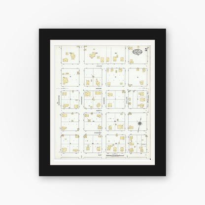 Old map wall art mockup — black gallery frame with white mat — Sanborn Fire Insurance Map from Kaufman, Kaufman County, Texas (1920), Sheet #0005