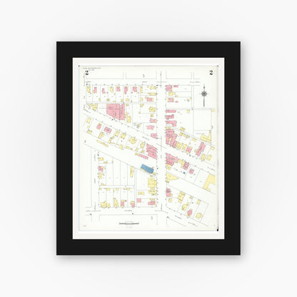 Old map wall art mockup — black gallery frame with white mat — Sanborn Fire Insurance Map from Canal Winchester, Franklin County, Ohio (1941), Sheet #0002