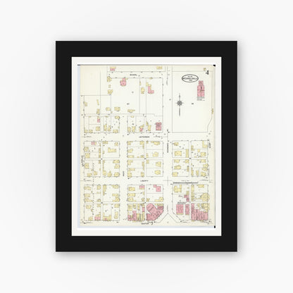Old map wall art mockup — black gallery frame with white mat — Sanborn Fire Insurance Map from McConnelsville, Morgan County, Ohio (1911), Sheet #0004