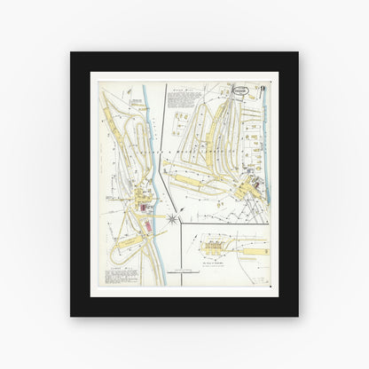 Old map wall art mockup — black gallery frame with white mat — Sanborn Fire Insurance Map from Orange, Orange County, Texas (1909), Sheet #0009