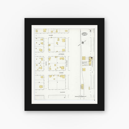 Old map wall art mockup — black gallery frame with white mat — Sanborn Fire Insurance Map from Rice, Navarro County, Texas (1921), Sheet #0003