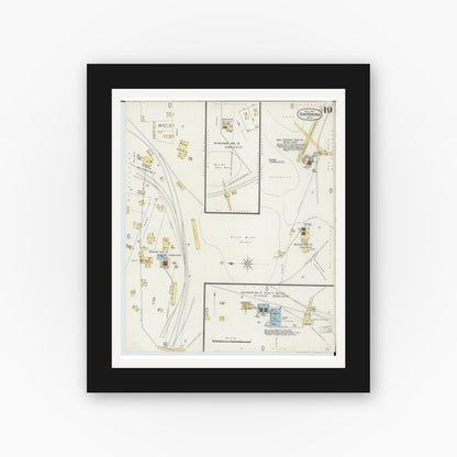 Old map wall art mockup — black gallery frame with white mat — Sanborn Fire Insurance Map from Ishpeming, Marquette County, Michigan (1897), Sheet #0019