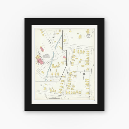Old map wall art mockup — black gallery frame with white mat — Sanborn Fire Insurance Map from Herkimer, Herkimer County, New York (1911) - Complete Map Set