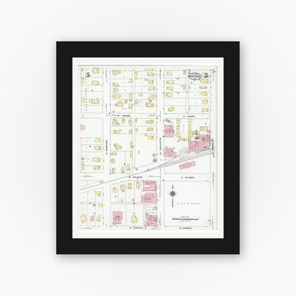 Old map wall art mockup — black gallery frame with white mat — Sanborn Fire Insurance Map from Macomb, Mcdonough County, Illinois (1924), Sheet #0005