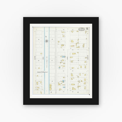 Old map wall art mockup — black gallery frame with white mat — Sanborn Fire Insurance Map from Lockport, Will County, Illinois (1897), Sheet #0002