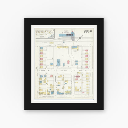 Old map wall art mockup — black gallery frame with white mat — Sanborn Fire Insurance Map from Boswell, Somerset County, Pennsylvania (1916), Sheet #0003