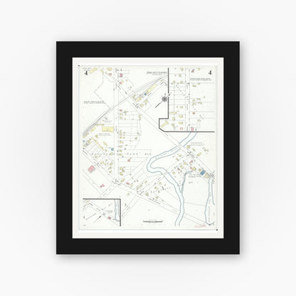 Old map wall art mockup — black gallery frame with white mat — Sanborn Fire Insurance Map from Utica, Macomb County, Michigan (1941), Sheet #0004