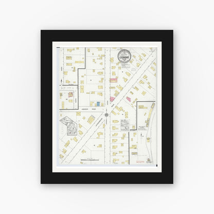 Old map wall art mockup — black gallery frame with white mat — Sanborn Fire Insurance Map from Leonidas, Saint Joseph County, Michigan (1916), Sheet #0001