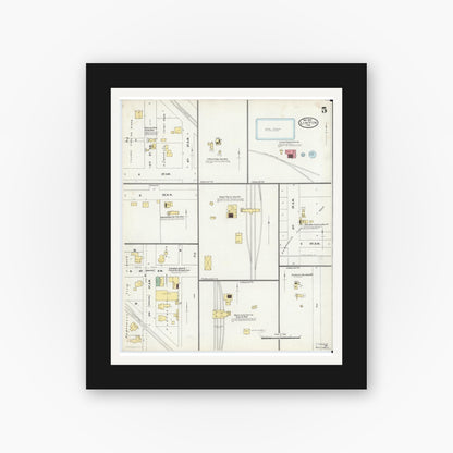Old map wall art mockup — black gallery frame with white mat — Sanborn Fire Insurance Map from Linton, Greene County, Indiana (1904), Sheet #0005